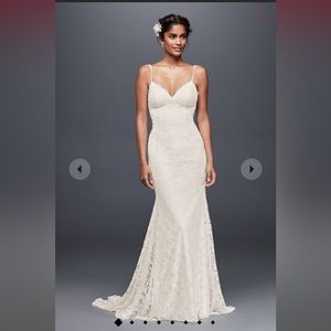 Lace form fitting wedding dress with low swoop back! NWT!